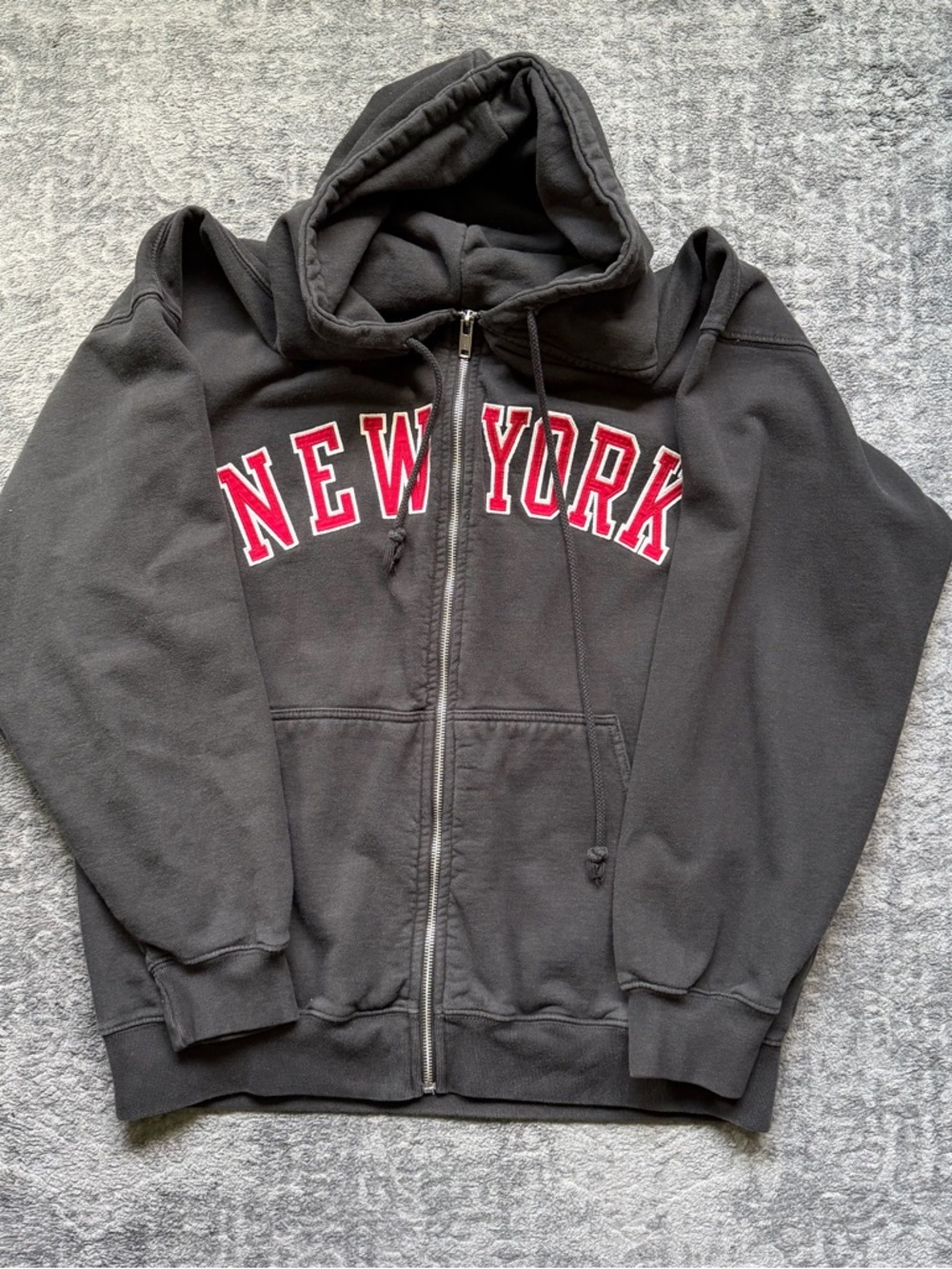 Brandy Melville black oversized Christy New York full zip hoodie